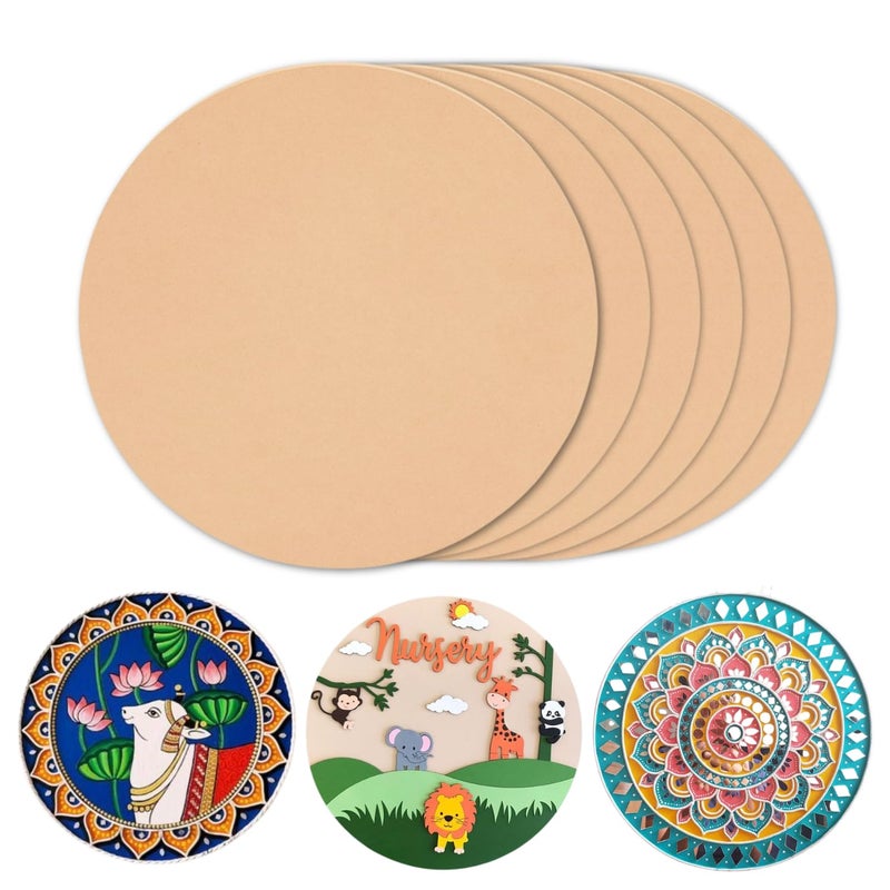 CRAFNICK Round MDF Boards for Art and Craft 12 inch 25mm Plain MDF Cutouts Unfinished Round Wood Slices for Resin Art Lippan Mandala Painting DIY Craft Materials MDF Pine Wood 2