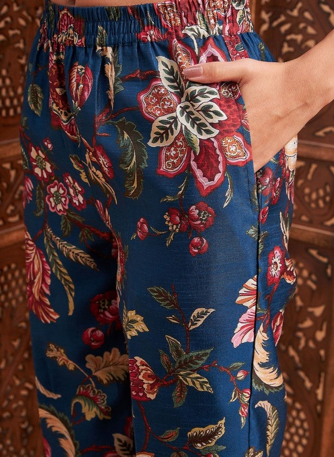 SASSAFRAS Floral Printed Blazer & Pant Co-Ord Set for Women - Image 3