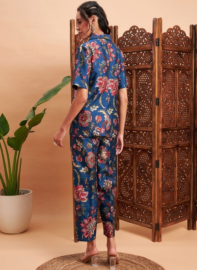 SASSAFRAS Floral Printed Blazer & Pant Co-Ord Set for Women - Image 5