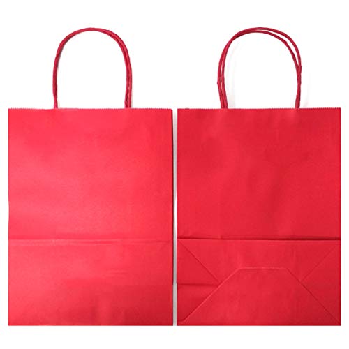 AZOWA Red Gift Bags Red Medium Kraft Paper Bags With Handles for Party Favors (7.5 x 3.9 x 9.8 in, 12 CT) - Image 4