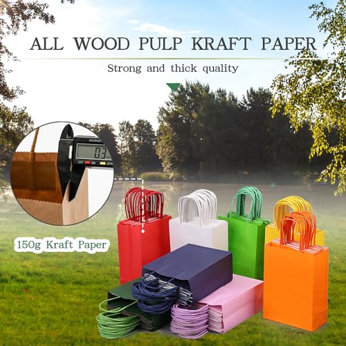 AZOWA Red Gift Bags Red Medium Kraft Paper Bags With Handles for Party Favors (7.5 x 3.9 x 9.8 in, 12 CT) - Image 5