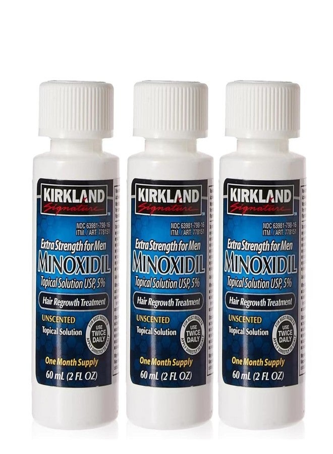 Kirkland كيركلاند للرجال لعلاج تساقط الشعر يعيد تنشيط بصيلات الشعر 5% مينوكسيديل محلول موضعي 3 أشهر إمداد حجم 3 × 2 أونصة سائلة (60 مل) أصلي - Image 1