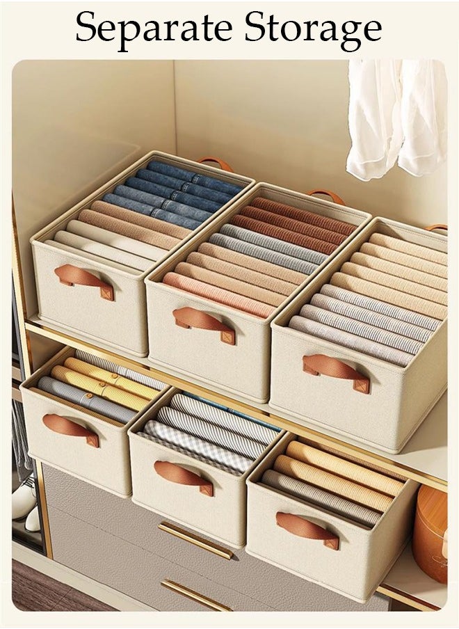 DUNISO 3pcs Wardrobe Clothes Organizer Foldable Closet Storage Organizer for Clothes Jeans Washable Closet Storage Boxes with Carrying Handles Cube Storage Bin for Home Bedroom Office  - Image 3