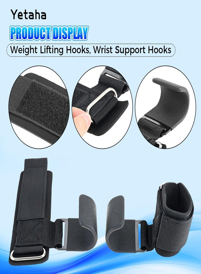 Yetaha Weight Lifting Hooks, Wrist Support Hooks, Wrist Guard Steel Plate Hook, Anti-slip Hanging Single Bar Weightlifting Hooks for Deadlifts Pull Ups Shrugs, Gym Gloves Men and Women - Image 2