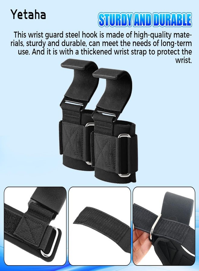 Yetaha Weight Lifting Hooks, Wrist Support Hooks, Wrist Guard Steel Plate Hook, Anti-slip Hanging Single Bar Weightlifting Hooks for Deadlifts Pull Ups Shrugs, Gym Gloves Men and Women - Image 4