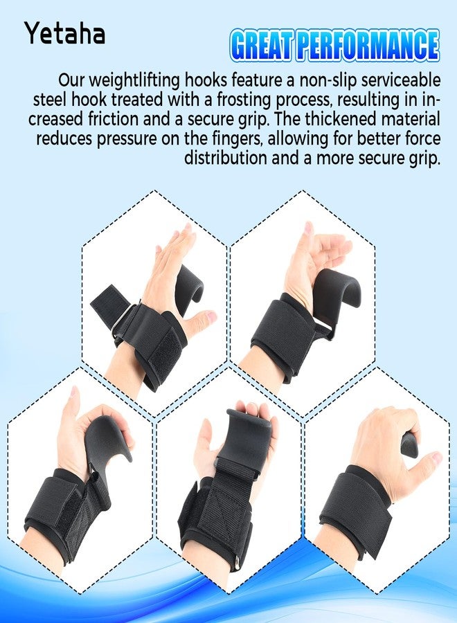 Yetaha Weight Lifting Hooks, Wrist Support Hooks, Wrist Guard Steel Plate Hook, Anti-slip Hanging Single Bar Weightlifting Hooks for Deadlifts Pull Ups Shrugs, Gym Gloves Men and Women - Image 3