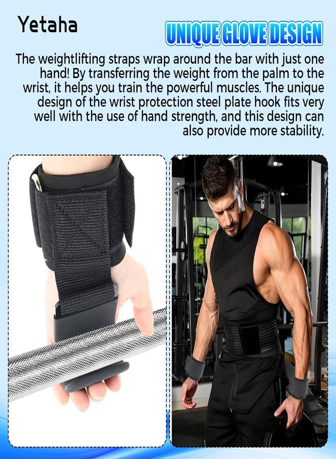 Yetaha Weight Lifting Hooks, Wrist Support Hooks, Wrist Guard Steel Plate Hook, Anti-slip Hanging Single Bar Weightlifting Hooks for Deadlifts Pull Ups Shrugs, Gym Gloves Men and Women - Image 5