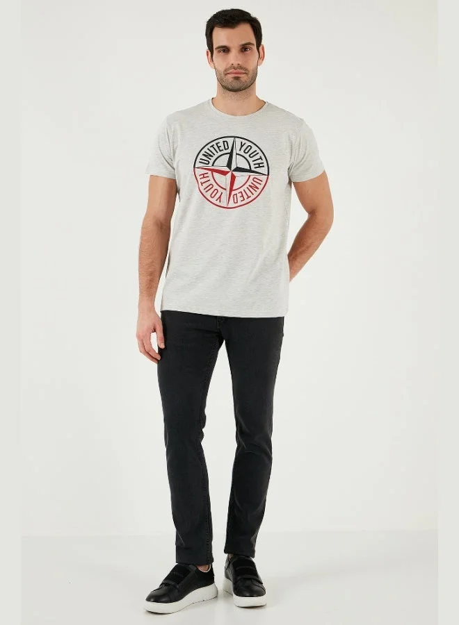 Buratti  Buratti Printed Crew Neck Cotton Slim Fit T Shirt Men's T SHIRT 541PUSULA for Men | Best Price UAE