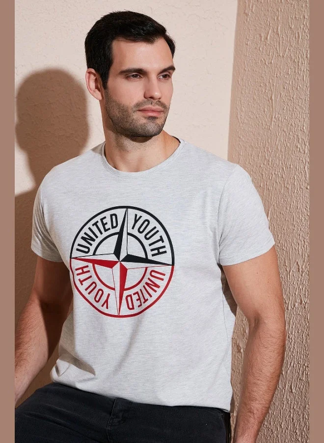 Buratti  Buratti Printed Crew Neck Cotton Slim Fit T Shirt Men's T SHIRT 541PUSULA for Men | Best Price UAE