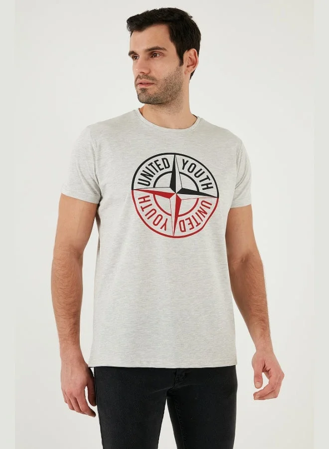 Buratti  Buratti Printed Crew Neck Cotton Slim Fit T Shirt Men's T SHIRT 541PUSULA for Men | Best Price UAE