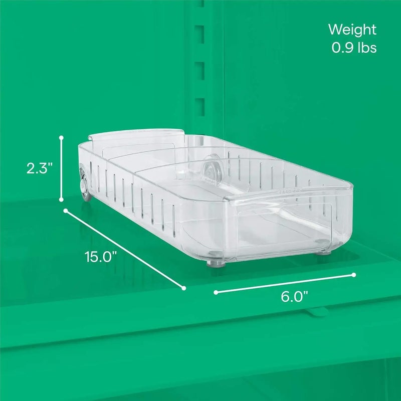 PROSFIA RollOut Refrigerator Drawer Organizer and Storage Clear Design with Dividers1 Pack Fridge Organizer on Wheels Upgrade Thick Plastic Pantry Storage Bins Kitchen Organization - Image 2