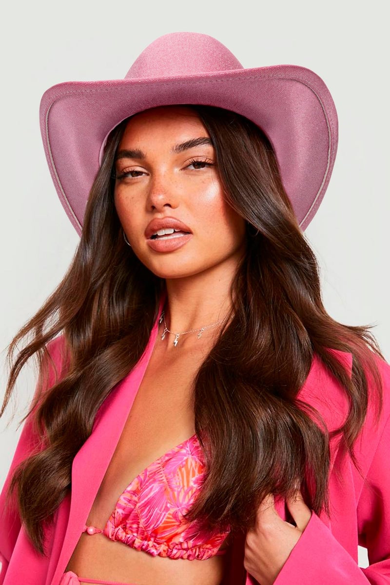 Mealah Holographic Western Cowboy Hat for Women - Sparkly Cowgirl Hat for for Wedding Music Costume Party(M-L) Rose Pink - Image 5