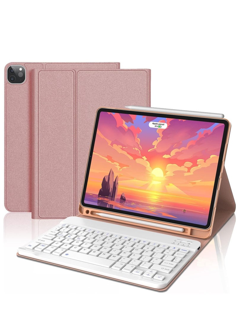 vesus iPad Pro 11 inch Case with Keyboard 4th Generation 3th Gen 2rd & 1st Gen Keyboard for iPad Air 4th 5th Generation Magnetic Detachable Bluetooth Keyboard Smart Folio Case Rose Gold