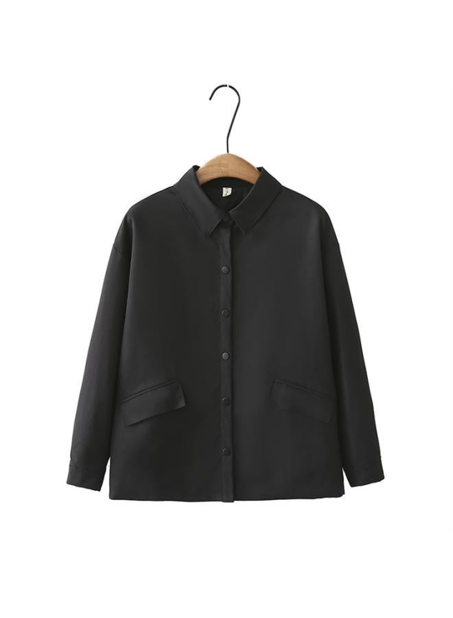Plus Size Women's Casual Top Autumn New Chubby Girl Versatile Slimming Simple Long-sleeved Jacket Jacket 8928