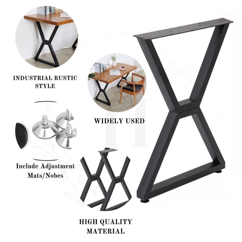 Cartvilla Cartvilla Metal Industrial Dining Modern Table Legs Desk Legs Base Cast Iron Welding Wrought Iron Coffee Table Bench Legs Night Stand Officeonly Legs X Shape Pack of 2 - Image 3