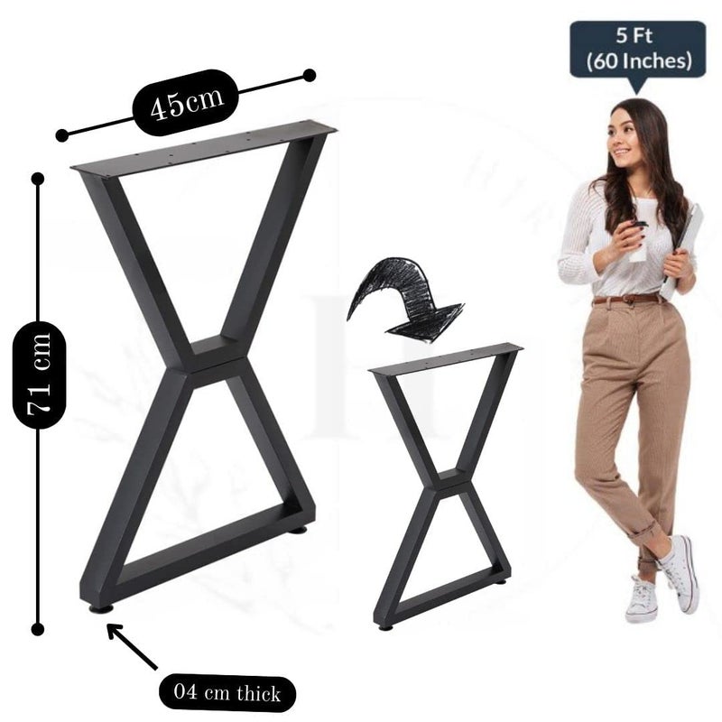 Cartvilla Cartvilla Metal Industrial Dining Modern Table Legs Desk Legs Base Cast Iron Welding Wrought Iron Coffee Table Bench Legs Night Stand Officeonly Legs X Shape Pack of 2 - Image 5