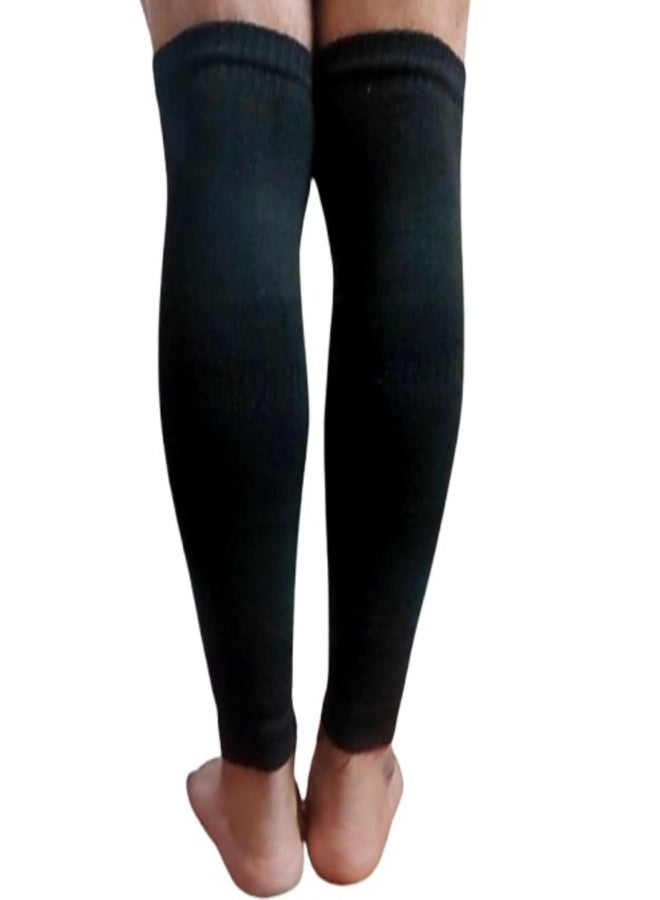 Tradehub® Winter Men & Women Knitted Woolen Leg Warmer & Knee Supporter, Black (Free Size) - Image 2