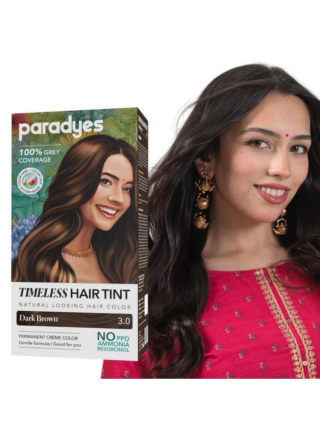 Paradyes Dark Brown Timeless Hair Tint, Permanent Crème Hair Colour For Natural-Looking Results, Complete Grey Coverage, Long-Lasting Formula Free From Ppd, Ammonia, & Resorcinol, 3.0 Dark Brown - Image 1