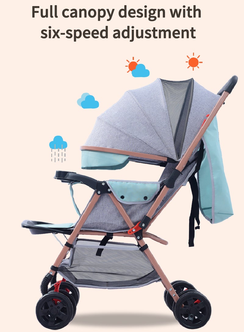 MaBaby Grey Breathable Portable Twin Stroller - Image 3