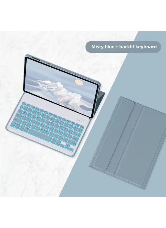Generic For Lenovo Small P11 Flat Leather Case Pad Pro Protective Case Bluetooth Keyboard Wonderful Touch Backlight 11.5 Inch-Color:Mist Blue-Bluetooth Keyboard (Backlit)-Product Type:Lenovo K10 Pro  - Image 1