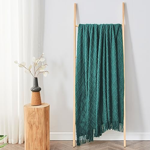 inhand Knitted Throw Blankets for Couch and Bed, Soft Cozy Knit Blanket with Tassel, Blue Lightweight Decorative Blankets and Throws, Farmhouse Warm Woven Blanket for Men and Women, 60"x80" - Image 5