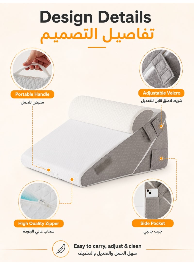 Three sheep 3PCS Orthopedic Bed Wedge Pillow Set, Triangle Adjustable Support Pillow, Memory Foam Wedge Pillows, Adjustable Wedge Pillow (White) - Image 4