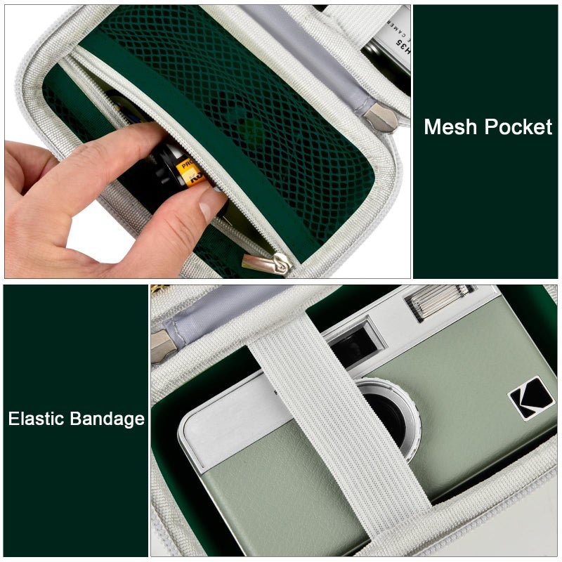 Grapsa Digital Camera Case Compatible with KODAK EKTAR H35 H35N Half Frame Film Camera, Storage Holder Organizer for Kodak Ultra F9 M35 M38 Paper Shoot kamera, 35mm Film Rolls (Box Only) - Dark Green - Image 3