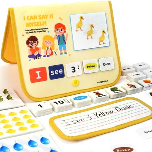 CHEFAN 114 PCS Sentence Building for Kids Speech Therapy Materials with Writing Board Educational Learning Games for Special Education Reading Language Development Ages 37 - Image 1