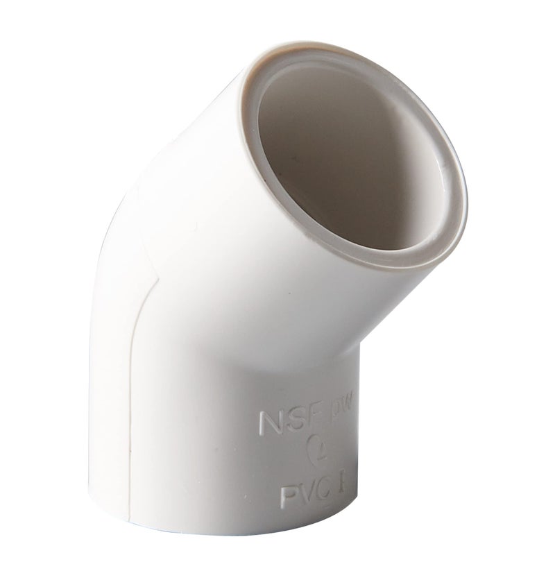 Rainbow Dream 1 Inch 45 Degree PVC Pipe Elbow - 10 Packs, White - Image 1