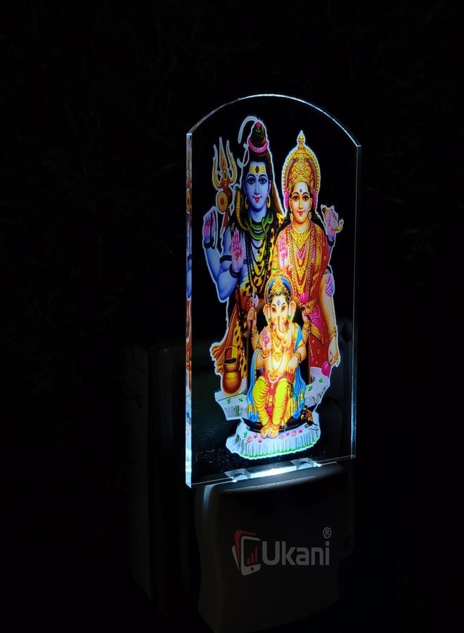 UKANI® Shiv Parvati Ganesh Design Single Color White Light UV Multi Color Print Night Lamp for Temple/Home/Office/Gift - Image 2