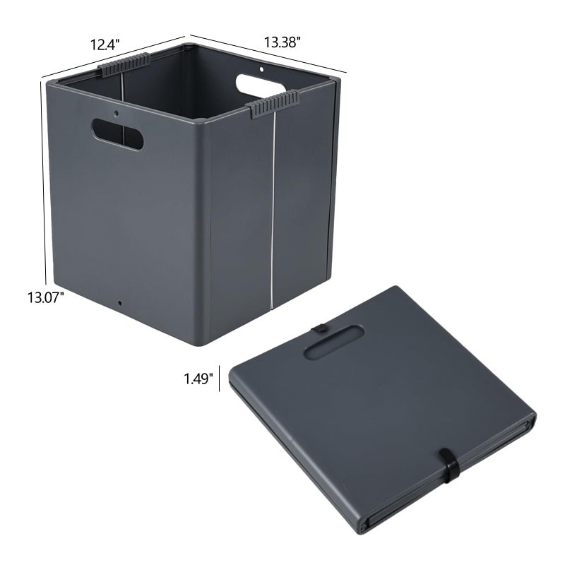 Ziglous 13 Inches Plastic Foldable Cube Storage Bins, Collapsible Storage Cubes, Gray, 4 Packs - Image 3