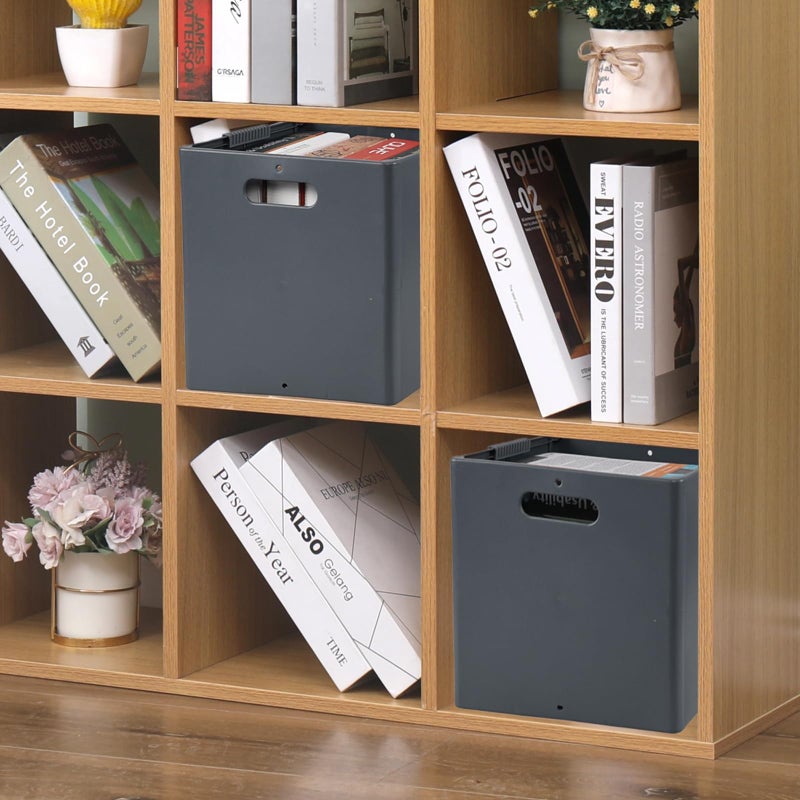 Ziglous 13 Inches Plastic Foldable Cube Storage Bins, Collapsible Storage Cubes, Gray, 4 Packs - Image 5