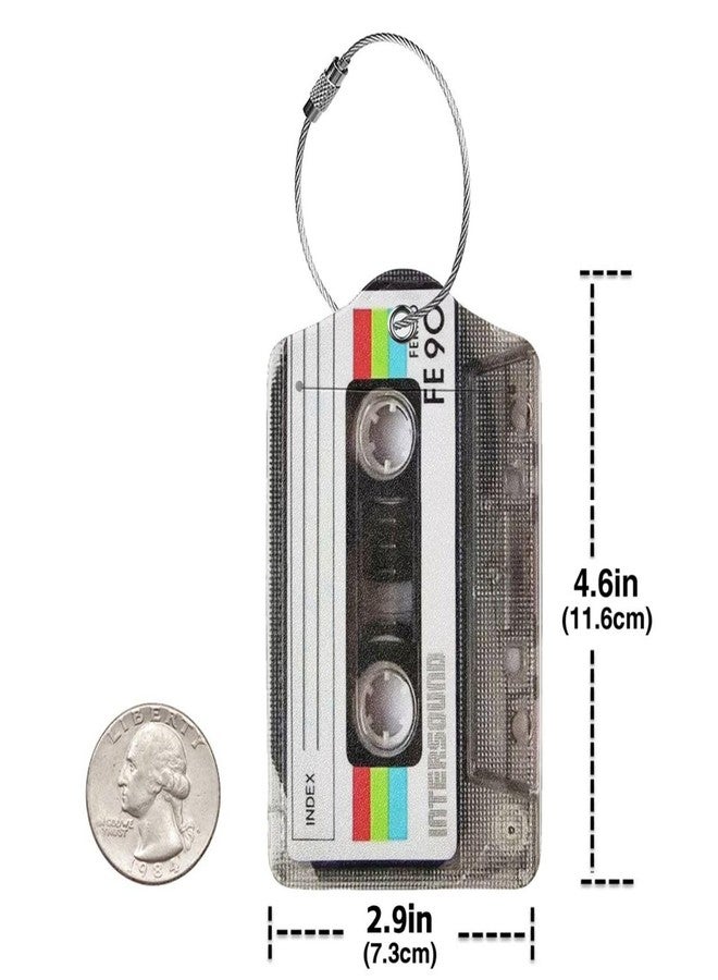 GACCAP 2 Pack Luggage Tags for Suitcase, Privacy Cover ID Label with Stainless Steel and Address Card for Travel Bag Backpack Cruise Ship Essentials Tag Women Men - Retro Cassette Tape - Image 4