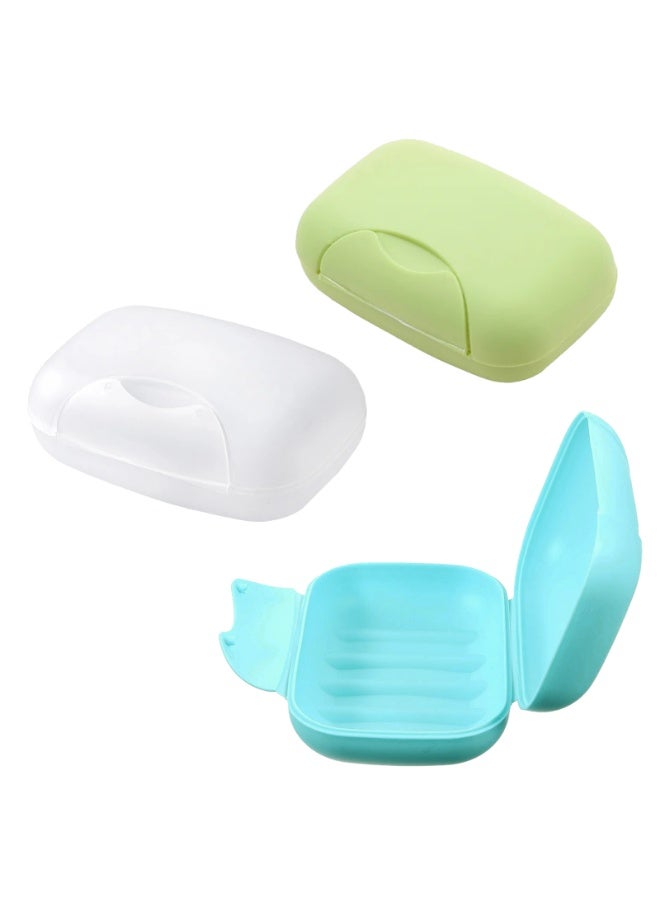 3PCS Soap Dishes Soap Container with Cover Bathroom Travel Home Soap Box - Image 1