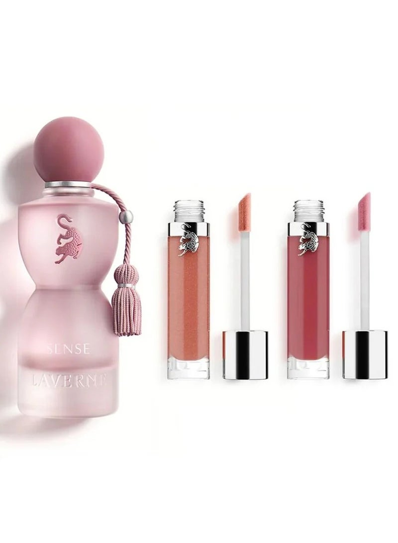 Laverne Sense Beauty Set – Sense 75ml Perfume + Saudi Lady Lipgloss + Remember Me Lipgloss - Image 1