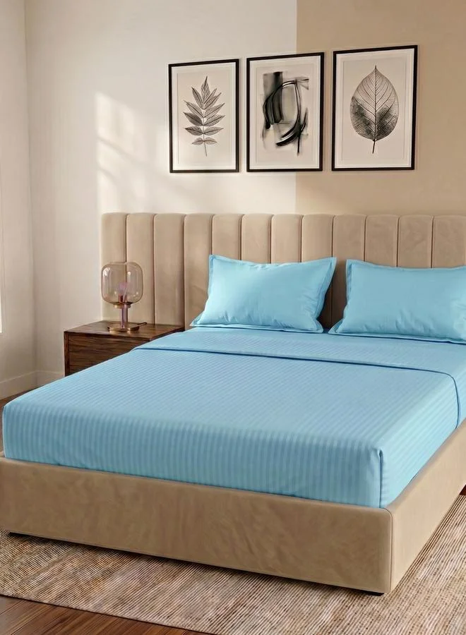 Styli Pack of 2-  Stripe Queen Fitted with Pillow Cover Blue