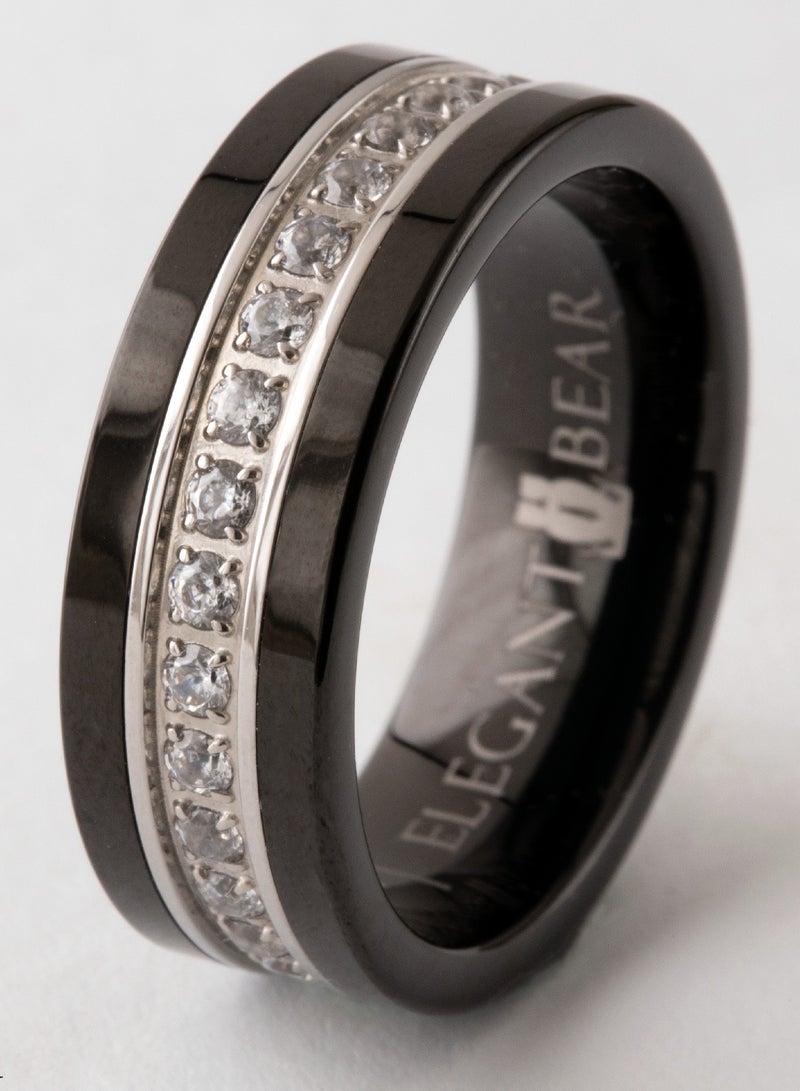 إليجانت بير دبله من التيتانيوم الأسود مرصعه بفصوص الزيركون