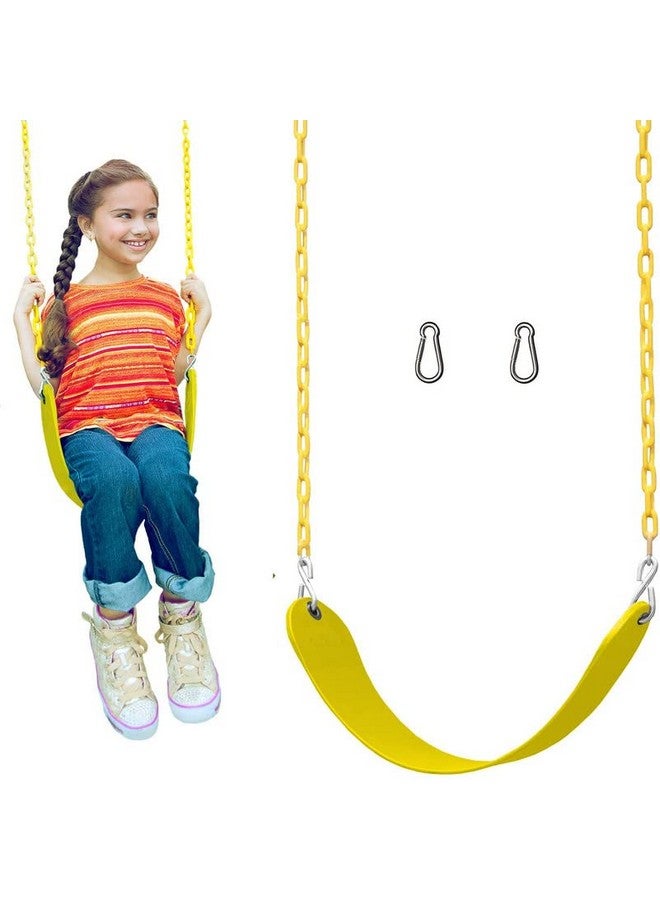 Toy Park Kids Premium Flexible Swing Seat Heavy Duty 78"/ 2 m Chain Plastic Coated - Playground Swing Set Accessories with Snap Hooks (Yellow) - Image 1