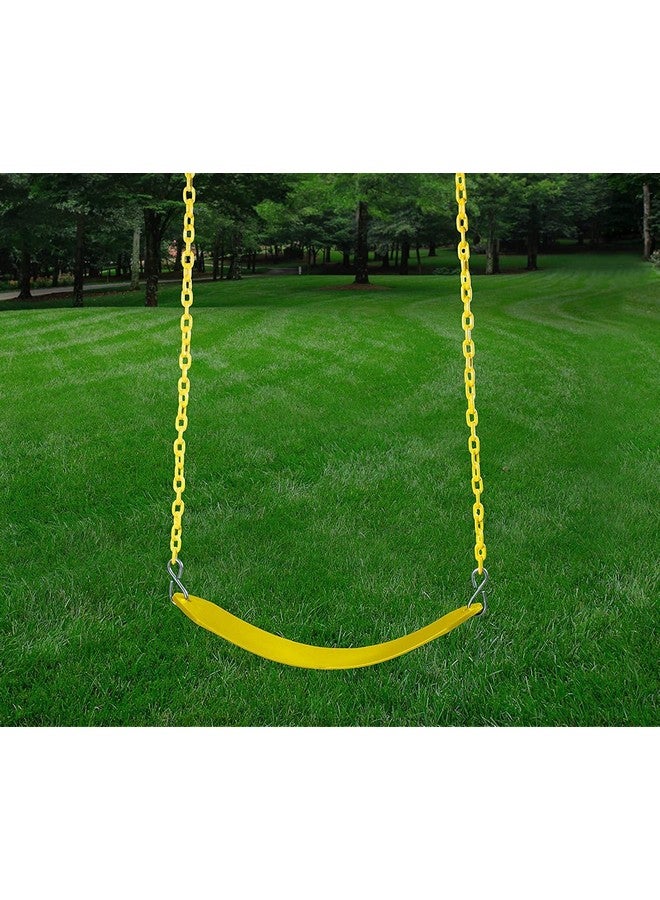 Toy Park Kids Premium Flexible Swing Seat Heavy Duty 78"/ 2 m Chain Plastic Coated - Playground Swing Set Accessories with Snap Hooks (Yellow) - Image 3