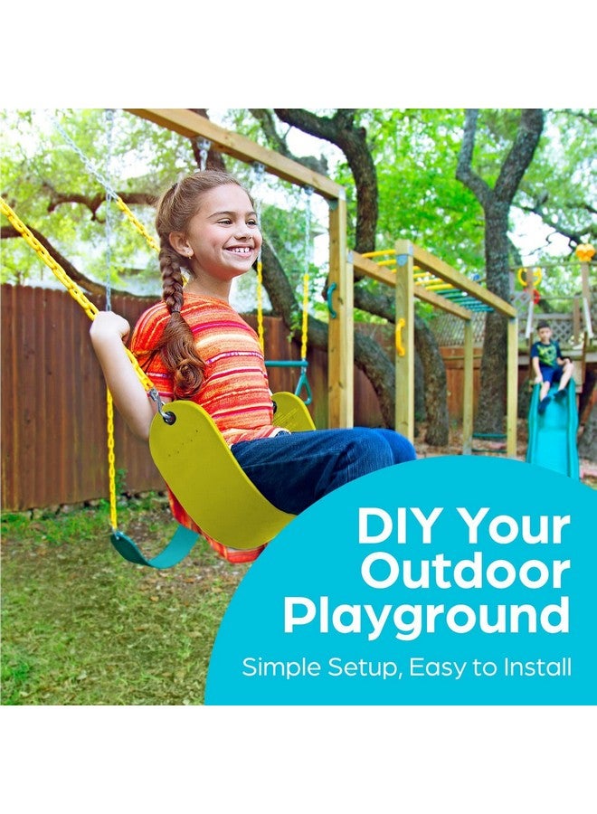 Toy Park Kids Premium Flexible Swing Seat Heavy Duty 78"/ 2 m Chain Plastic Coated - Playground Swing Set Accessories with Snap Hooks (Yellow) - Image 2