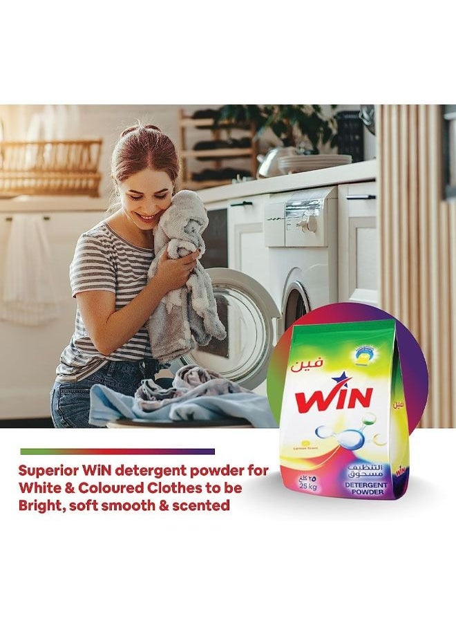 WIN - Superior Laundry Detergent Washing Powder for White and Coloured Clothes - Lemon Scent 1KG Pack of 5 - Image 1