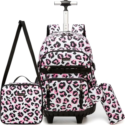 Meetbelify Rolling Backpack for Girls Backpack with Wheels for Elementary Student Kids School Bag with Lunch Box Pencil Case for Girls Ages 6-8 Years Old - Image 1