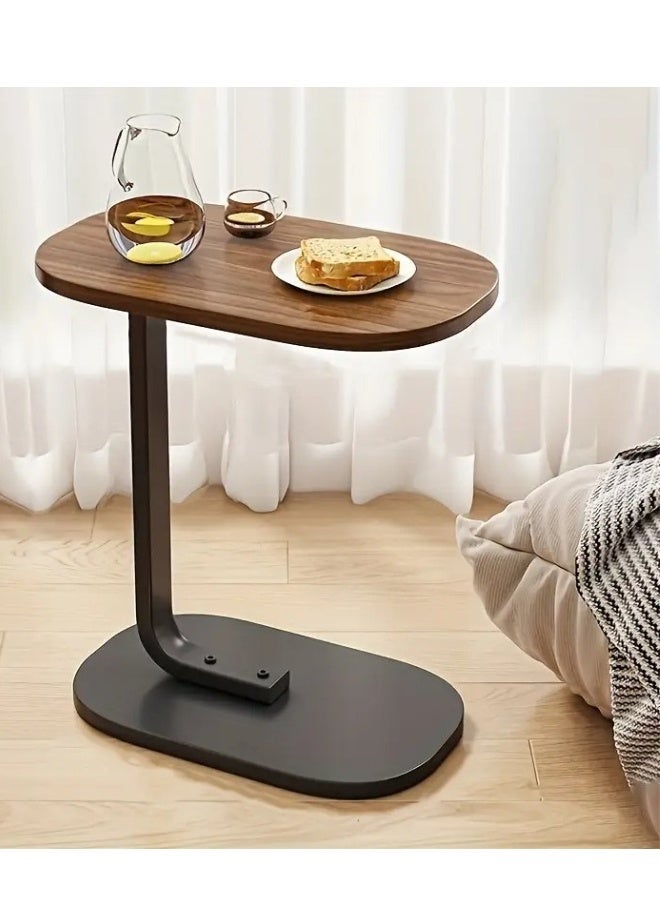 هابي هوم طاولة قهوة جانبية على شكل C للكنبة أو السرير – طاولة جانبية متعددة الأغراض لغرفة المعيشة وغرفة النوم والمكتب – مناسبة للوجبات واللاب توب والديكور، بإطار معدني ثابت ولوح متين، سهلة التركيب وموفرة للمساحة، الأبعاد 57 × 38 × 28 سم - Image 1