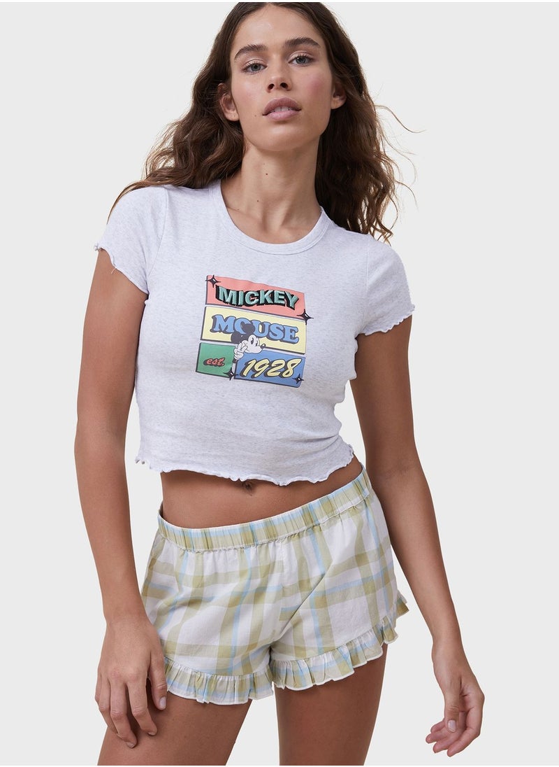 Cotton On Body - Crew Neck Mickey Mouse Printed T-Shirt - Image 1