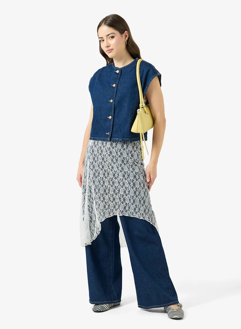 اونلي ONLSADIE Regular Fit Wide Denim Jeans