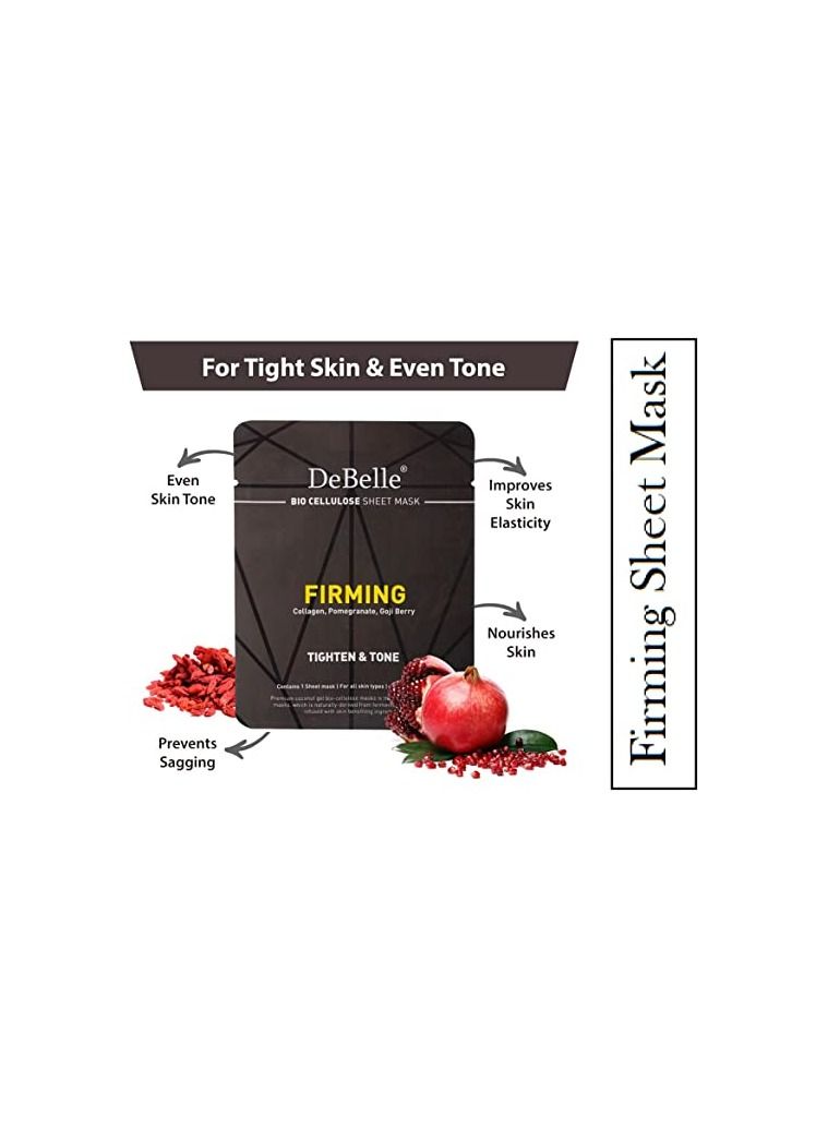 DeBelle Bio Cellulose Sheet Mask - Firming | Collagen, Pomegranate & Goji Berry | Tighten & Tone Skin - Image 4