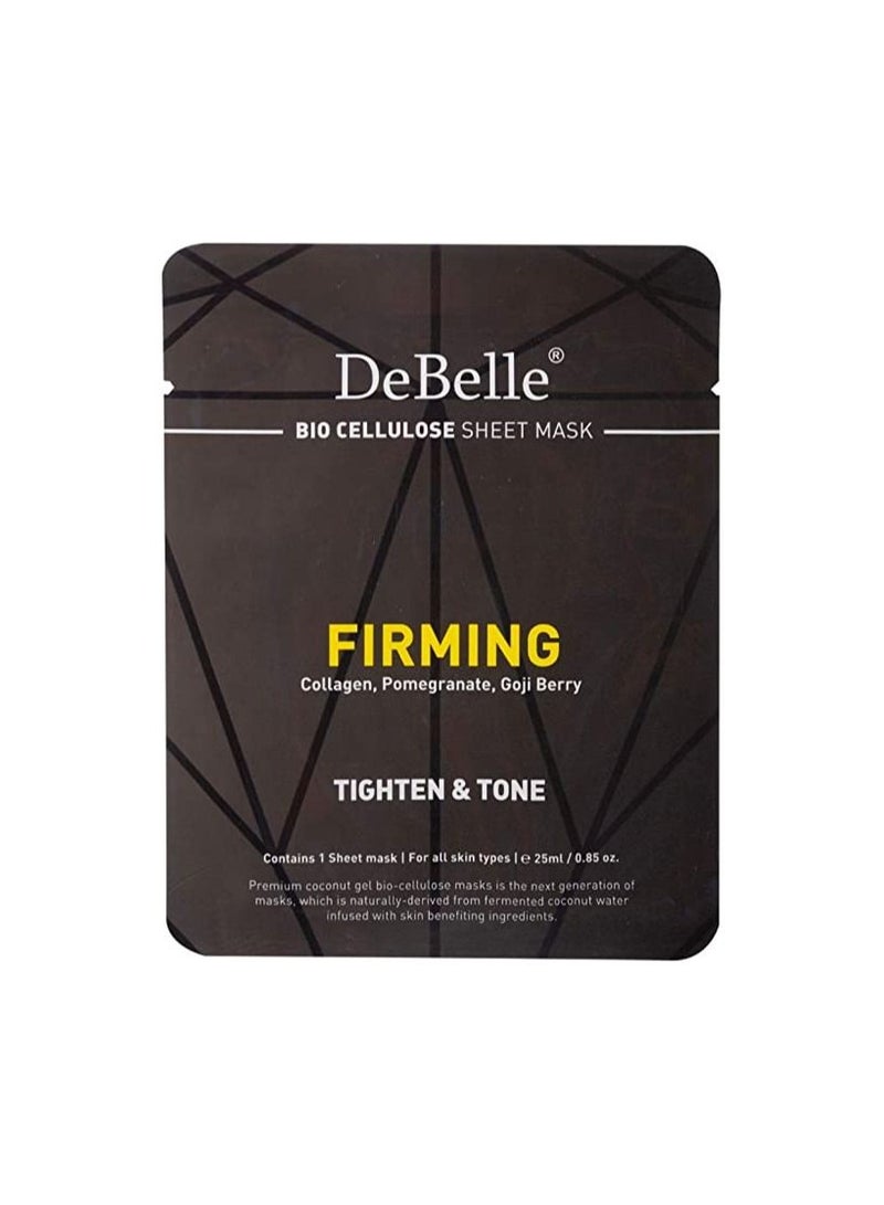 DeBelle Bio Cellulose Sheet Mask - Firming | Collagen, Pomegranate & Goji Berry | Tighten & Tone Skin - Image 1