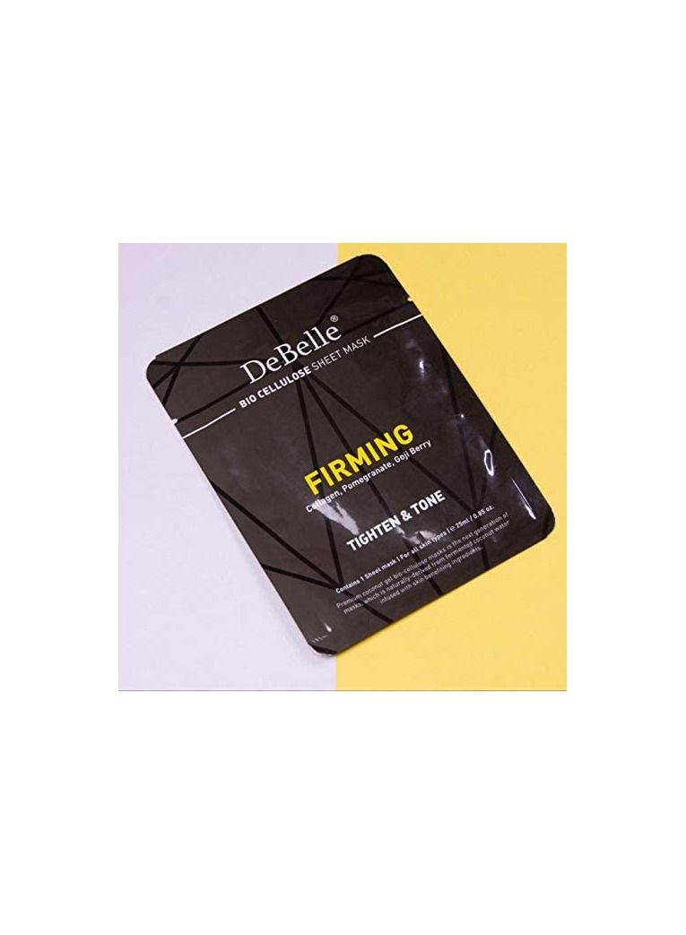 DeBelle Bio Cellulose Sheet Mask - Firming | Collagen, Pomegranate & Goji Berry | Tighten & Tone Skin - Image 3