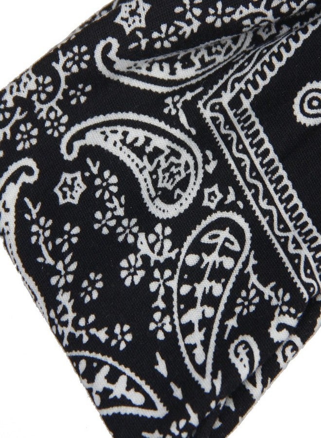 DINPREY Assorted Paisley Print Wide Bandana Knot Headbands Criss Cross Head Wrap Hair Band (Black) - Image 3