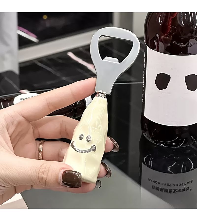 White Stainless Steel Corkscrew Ergonomic Bottle Opener For Beer Wine Bar Kitchen - Image 1